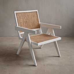 Dining Chair, Wood Rattan Accent For Living Room, Patio, Terrace, Bedroom & Lounge, Mid Century - thumbnail 2