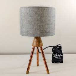 Copper Table Lamp, Lamp, Wooden Oak Table Bedside Lamp Base, Lighting, Rose Gold Decor, New Home Gift - thumbnail 2
