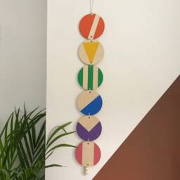 Geometric Rainbow Wall Hanging Colorful Plywood Scandi Decor - thumbnail 2