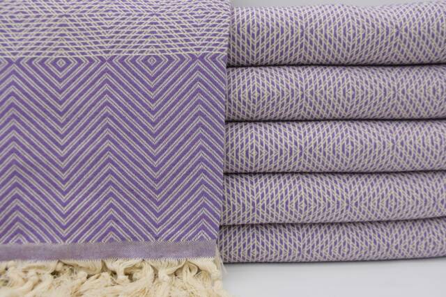 Turkish Blanket, Turkish Cotton Throw, Bed Cover, 75x91, Sofa Cover, Purple Throw, Large Blanket, Peshtemal Cover, Turkish Towel, B3-Dreamb - image 1