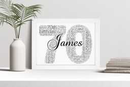 Personalised 70Th Word Art Print, Birthday Gift, Custom Wall Framed Picture, Present For Him, Her, Men, Women Nl - thumbnail 1