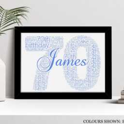 Personalised 70Th Word Art Print, Birthday Gift, Custom Wall Framed Picture, Present For Him, Her, Men, Women Nl - thumbnail 2