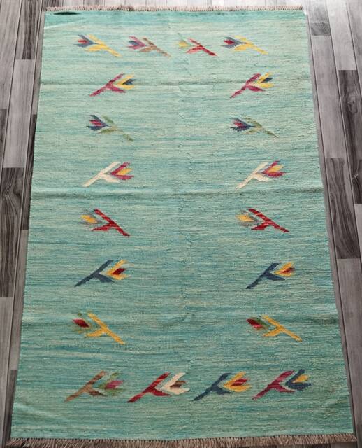Minimalist Kilim Rug, Handmade Artisan Afghan Moroccan Persian Swedish Scandinavian Multicolour Flatweave Natural Wool Rug 186x123 cm - image 1