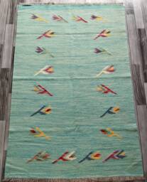 Minimalist Kilim Rug, Handmade Artisan Afghan Moroccan Persian Swedish Scandinavian Multicolour Flatweave Natural Wool Rug 186x123 cm
