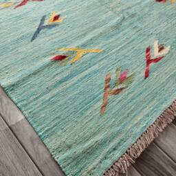 Minimalist Kilim Rug, Handmade Artisan Afghan Moroccan Persian Swedish Scandinavian Multicolour Flatweave Natural Wool Rug 186x123 cm - thumbnail 2