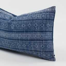 Vintage Hmong Batik Hemp Pillow Cover - Indigo Hill Tribe Cushion - 12x20 - thumbnail 4