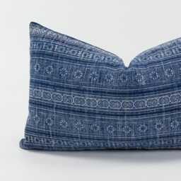 Vintage Hmong Batik Hemp Pillow Cover - Indigo Hill Tribe Cushion - 12x20 - thumbnail 2
