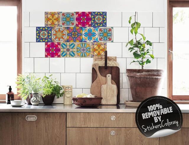 Mexican Traditional Tiles, Pack Of 24, Tile Decal, Decorative, Ornaments, Stickers, Removable, Ethnic, Ornate, Peel & Stick #10T - image 1