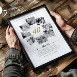 Personalised 40Th Birthday Photo Collage Custom Forty Celebration Picture Print - thumbnail 2