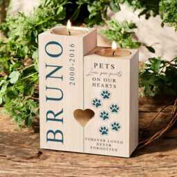 Personalised Pets Leave Paw Prints Dog Memorial Tea Light Candle Holder - thumbnail 1