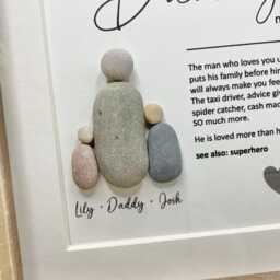 Personalised Dad Daddy Definition Quote Pebble Picture - Gift For Dad/Daddy Dad's Birthday Father's Day Photo Frame Wall Print - thumbnail 3