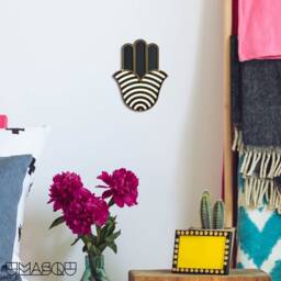 Fatima Hand Wall Hanging, Lucky Charm, Hamsa Decor, Modern Kabbalah Hanging, Wood Art, Free Shipping - thumbnail 2