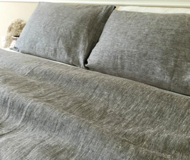 Grey Chambray Linen Duvet Cover Handmade, Bedding, Grey Bedding, Available in Queen, King, Twin - image 1