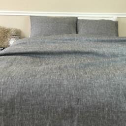 Grey Chambray Linen Duvet Cover Handmade, Bedding, Grey Bedding, Available in Queen, King, Twin - thumbnail 4