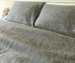 Grey Chambray Linen Duvet Cover Handmade, Bedding, Grey Bedding, Available in Queen, King, Twin - thumbnail 1