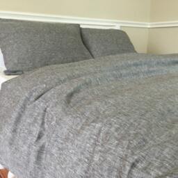 Grey Chambray Linen Duvet Cover Handmade, Bedding, Grey Bedding, Available in Queen, King, Twin - thumbnail 2