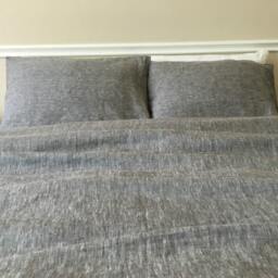 Grey Chambray Linen Duvet Cover Handmade, Bedding, Grey Bedding, Available in Queen, King, Twin - thumbnail 3