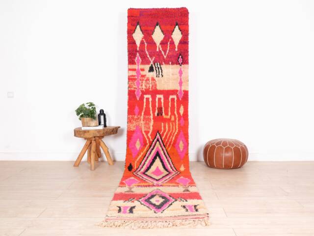 Moroccan Runner Rug 2x11 Ft, Vintage Berber Runner, Handwoven Wool Rug, Tribal Bohemian Hallway 73x340 cm - image 1