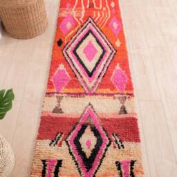 Moroccan Runner Rug 2x11 Ft, Vintage Berber Runner, Handwoven Wool Rug, Tribal Bohemian Hallway 73x340 cm - thumbnail 2