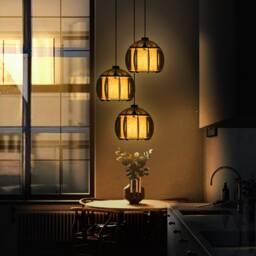 Wood Pendant Light, Mid Century Modern, Veneer Lighting, Handmade Unique Design, Rod Chandelier, Project Modern Dining Lamp - thumbnail 3