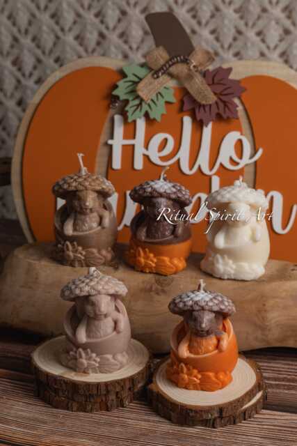 Squirrel Candle Cosy Autumn Woodland Decor - Handmade Soy Wax - image 1