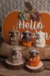 Squirrel Candle Cosy Autumn Woodland Decor - Handmade Soy Wax - thumbnail 1