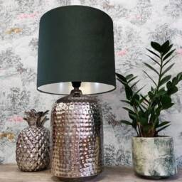 Forest Green Lampshade in Velvet With Silver Lining, Large Plain Ceiling Lightshade - thumbnail 2