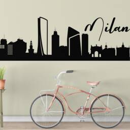 Milan Wall Decal, Milano City Skyline Vinyl Italy City Home Decor Silhouette Decal Office - thumbnail 2