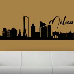 Milan Wall Decal, Milano City Skyline Vinyl Italy City Home Decor Silhouette Decal Office - thumbnail 3