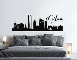 Milan Wall Decal, Milano City Skyline Vinyl Italy City Home Decor Silhouette Decal Office - thumbnail 1
