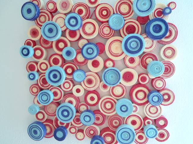 Abstract Circles Quilling Wall Art Blue & Red Paper Decoration - image 1