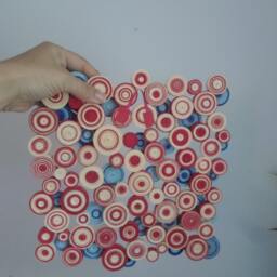 Abstract Circles Quilling Wall Art Blue & Red Paper Decoration - thumbnail 4