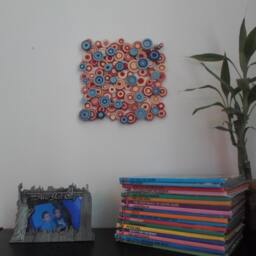 Abstract Circles Quilling Wall Art Blue & Red Paper Decoration - thumbnail 2