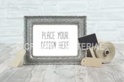 "Frame Mockup - Shabby Chic Styled Stock Photo Small Blackboard Ratio 18cm X 13cm Or 7"" 5" - thumbnail 1