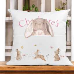 Children's Personalised Book Cushion, Personalisedgift For Children, Easter Gift Ideas, Bunny Rabbit - thumbnail 2