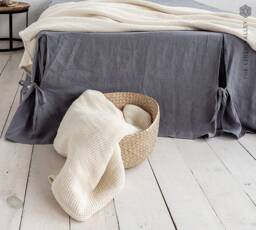 Charcoal Grey Linen Box Pleated Bed Skirt - Softened Bedskirt- Stonewashed Skirt- Valance- Linen Coverlet