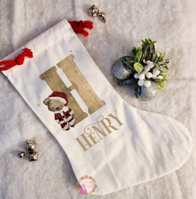 Christmas Stocking, Santa Xmas Decoration, Personalised Gift, Custom - image 1