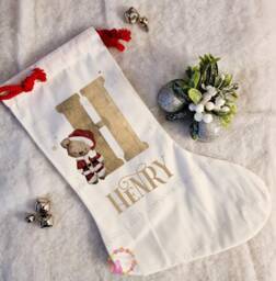 Christmas Stocking, Santa Xmas Decoration, Personalised Gift, Custom - thumbnail 1