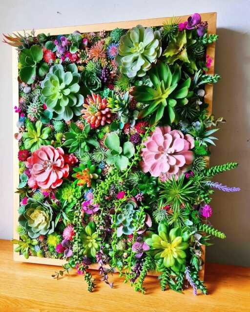 Faux Succulent 3D Wall Art Vibrant Wood Framed Botanical Decor For Home Or Business - image 1