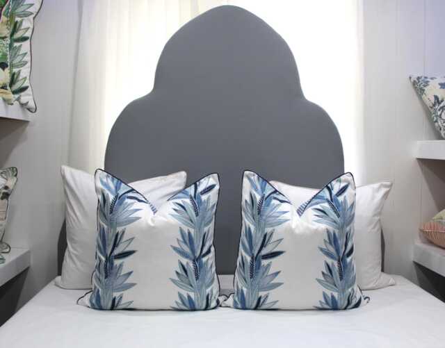 Embroidered Cushion Cover Hampton Style Blue Floral - Australian Made Country Decor, Christmas Gifts, Home Decor - image 1