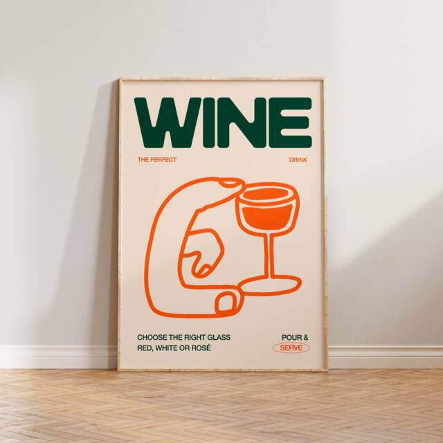Kitchen Print, Wine Illustration Wall Art, Prints, Hand Drawn Poster, Bar Sign Doodle Art - image 1