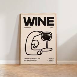 Kitchen Print, Wine Illustration Wall Art, Prints, Hand Drawn Poster, Bar Sign Doodle Art - thumbnail 2