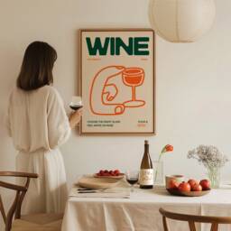 Kitchen Print, Wine Illustration Wall Art, Prints, Hand Drawn Poster, Bar Sign Doodle Art - thumbnail 3