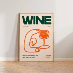 Kitchen Print, Wine Illustration Wall Art, Prints, Hand Drawn Poster, Bar Sign Doodle Art - thumbnail 1