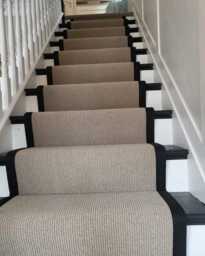 Greige Berber Stitched Taped Edge Stair Runner