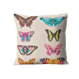 Harlequin Fabrics Papilio, Turquoise, Pink & Blue Linen Cushion Cover - thumbnail 2