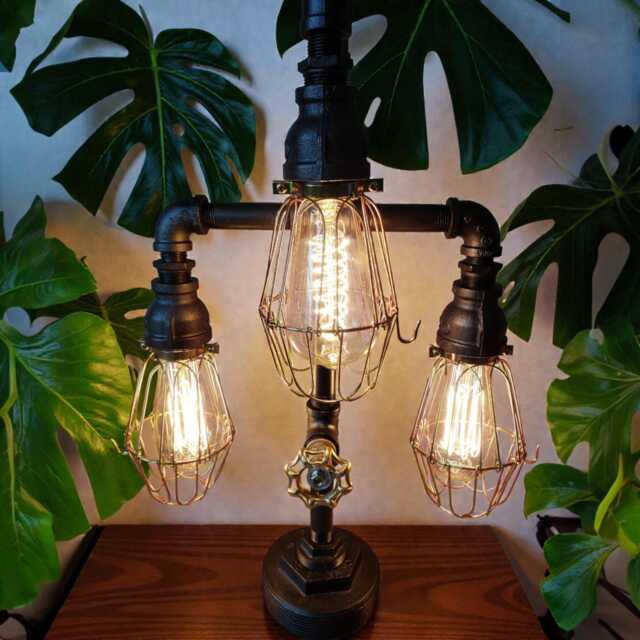 Industrial Table Lamp Retro 3-Bulb Cage Design, Handcrafted - image 1