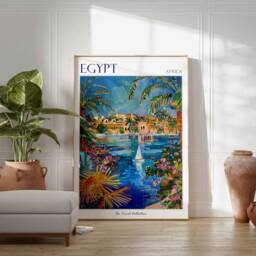 Egypt Travel Poster Vintage Nile River Art Print - thumbnail 3