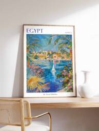 Egypt Travel Poster Vintage Nile River Art Print - thumbnail 1