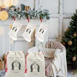Personalised Last Christmas As A Family Of Three Decoration, Keepsake Sack, Gifts, Gifts Xmas Bags - thumbnail 4